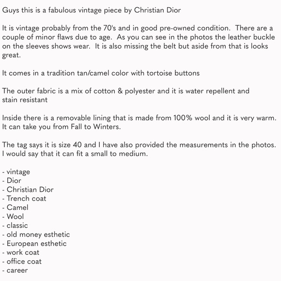 Vintage Christian Dior trench coat with removable wool lining - Picture 14 of 14